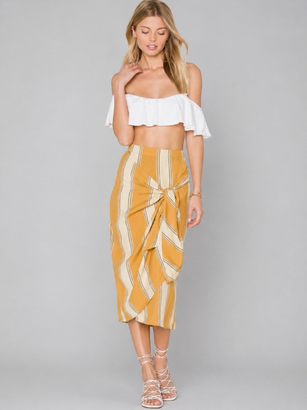 FAITHFULL | Carlo Midi Wrap Skirt in Ivy League Stripe, Size US 4